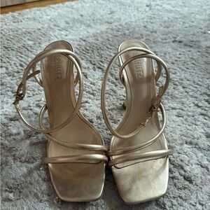 SCHUTZ Metallic Strappy Heels